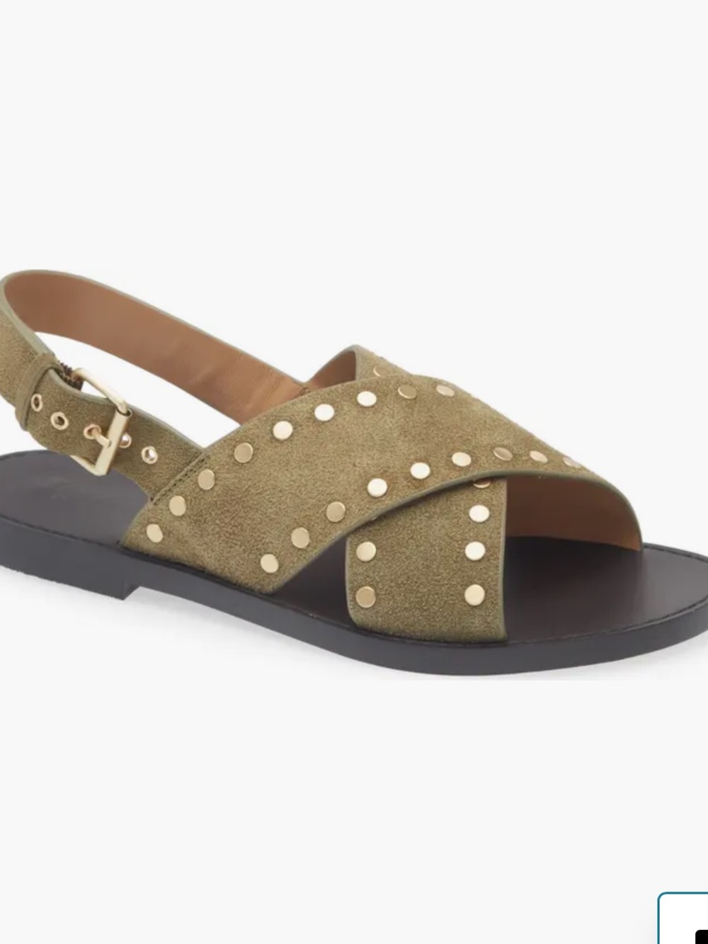 Women’s Madewell Olive Suede Studded Slingback Sandal